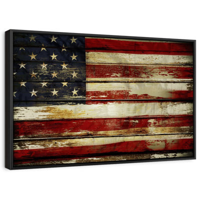 " Wooden US Flag Canvas Print "