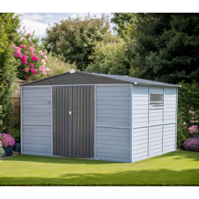 8x10ft Cedar Wood and Metal Tool Shed, Waterproof Outdoor Storage(Floor not Included)