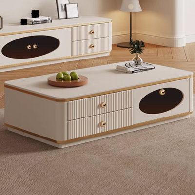 Table basse en bois massif de style crème