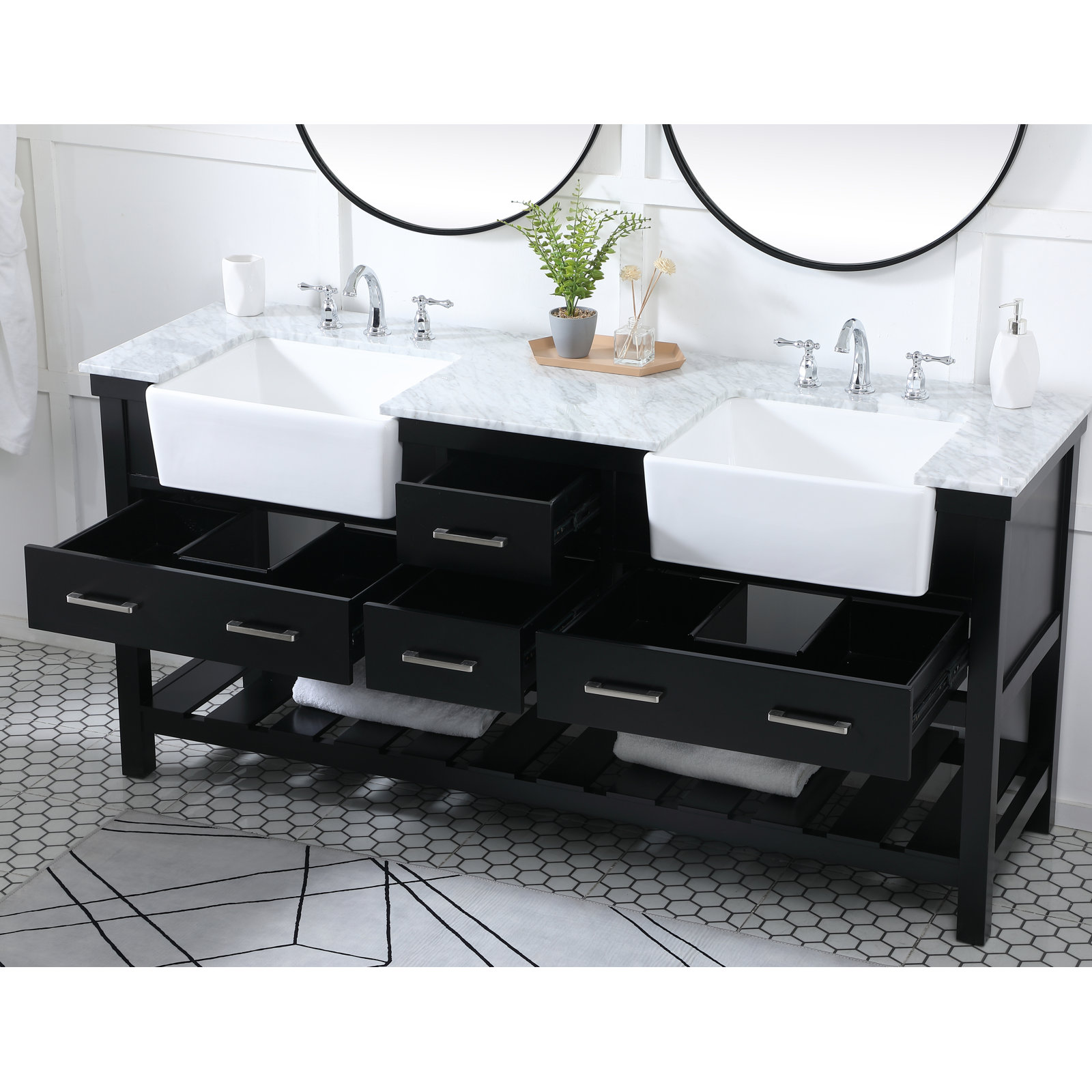 Pelaghia 72'' Double Bathroom Vanity, Black