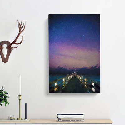 Walk The Pier To The Milky Way In Abstract - Wrapped Canvas