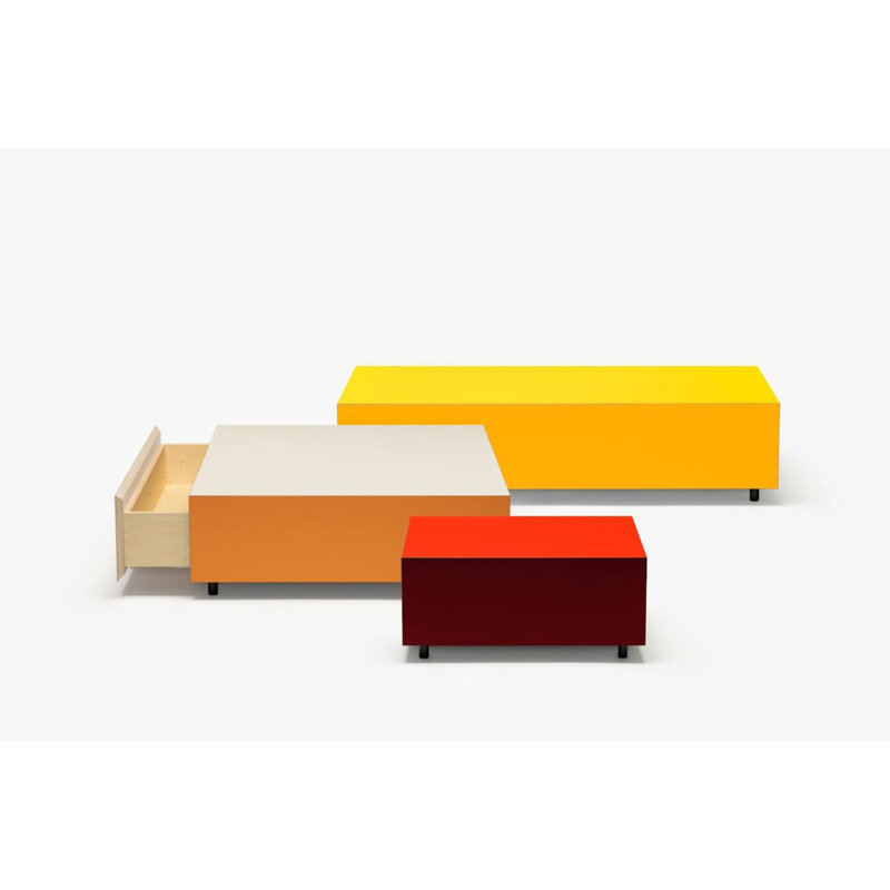 Bloc Coffee Table, Yellow/White, Yellow, 11" H  x 33" L x 33" W