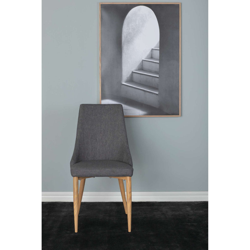 Upholstered Dining Chair, Dark Grey, Natural