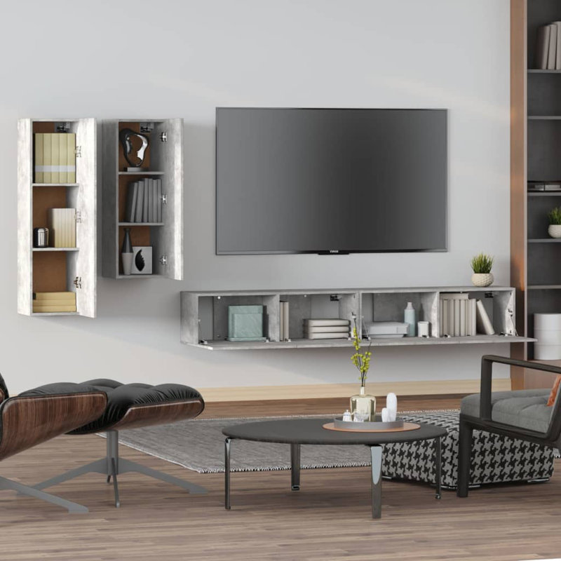 Evelien Unfinished Floating TV Stand, Concrete Grey