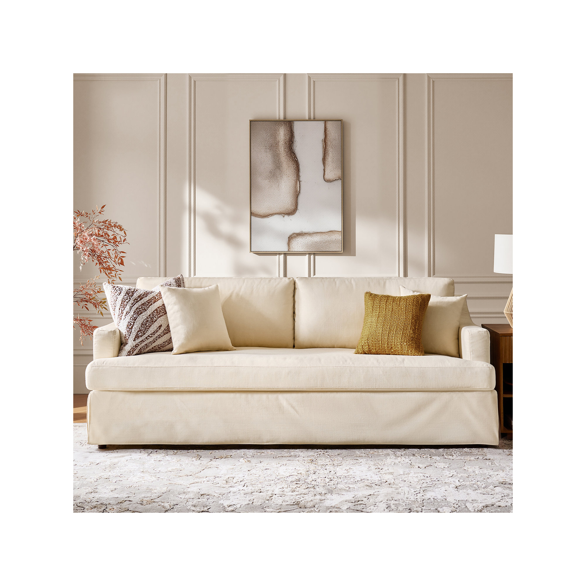 Lucie 88" Slipcovered Sofa, Linen