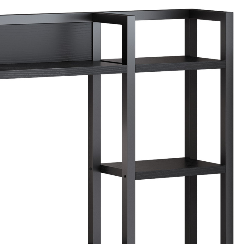  59" Computer Desk With Storage Hutch, LED Lights & Power Outlets, Home Office Desk With Lockable Drawers & Monitor Stand