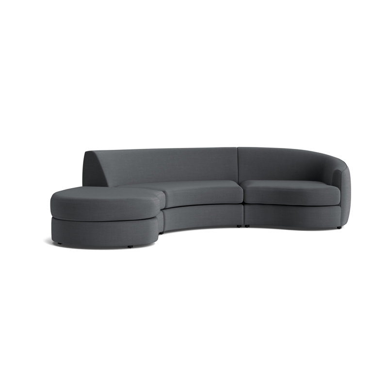 Giselle 3-Piece Right Arm Sectional, Performance Linen - Charcoal