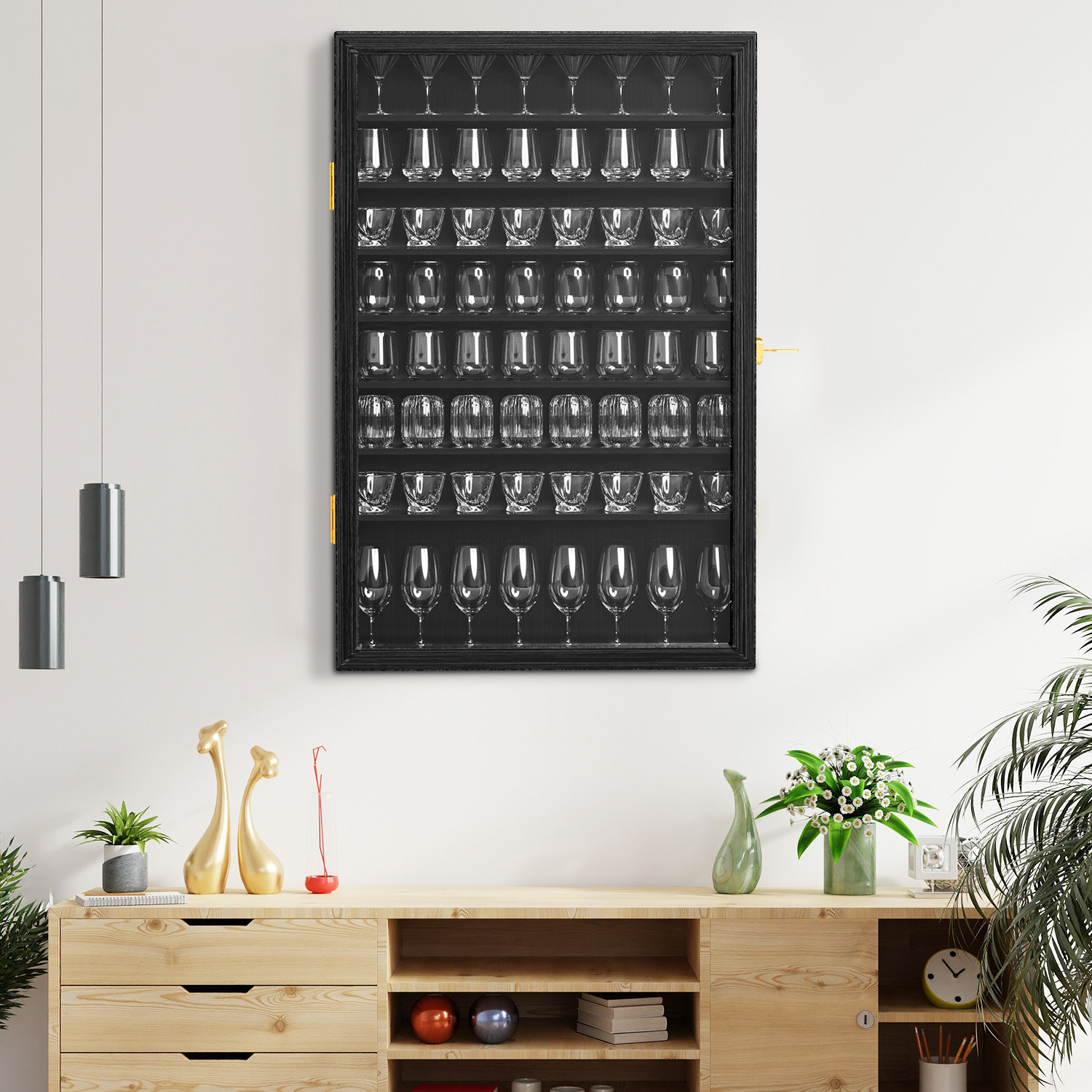 Gallery Solutions - Black Wall-Mounted - Curio & Shot Glass Display