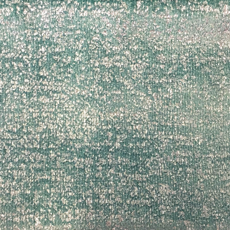 Glen Fabric | Solid Foil-Print Metallic Velvet Fabric | Color Teal, Teal