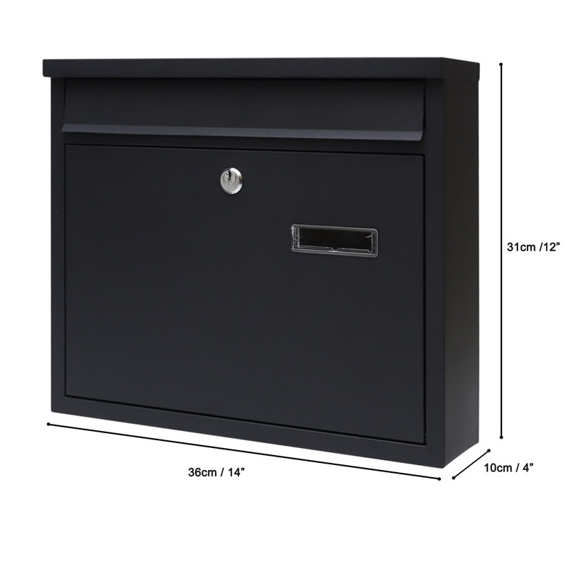 Black Steel Lockable Wall Mounted Mailbox