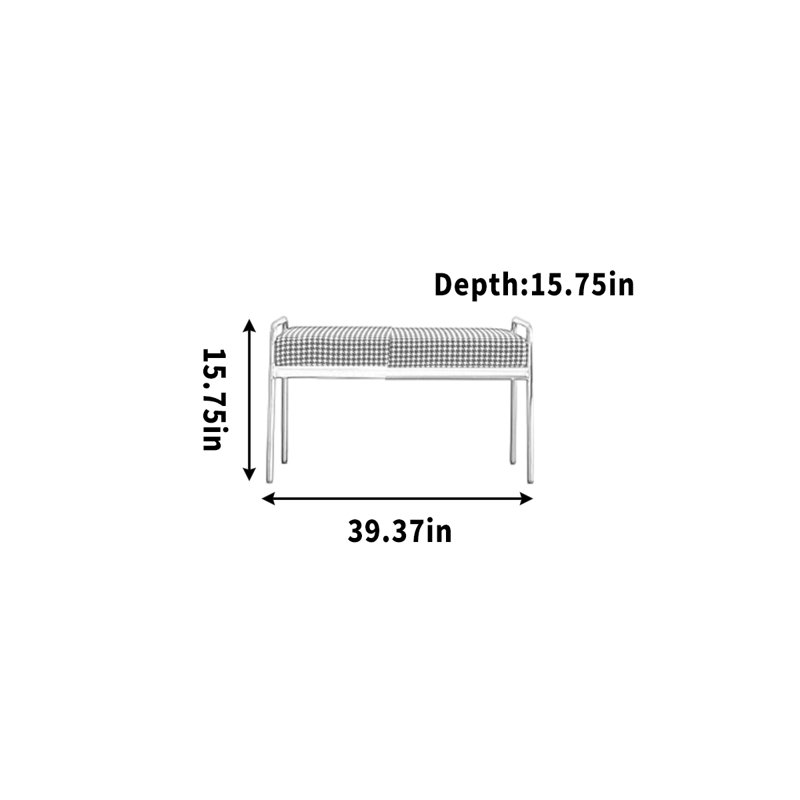 Banc de vestiaire en acier inoxydable robuste, H 15,75 po x l 39,37 po x P 15,75 po
