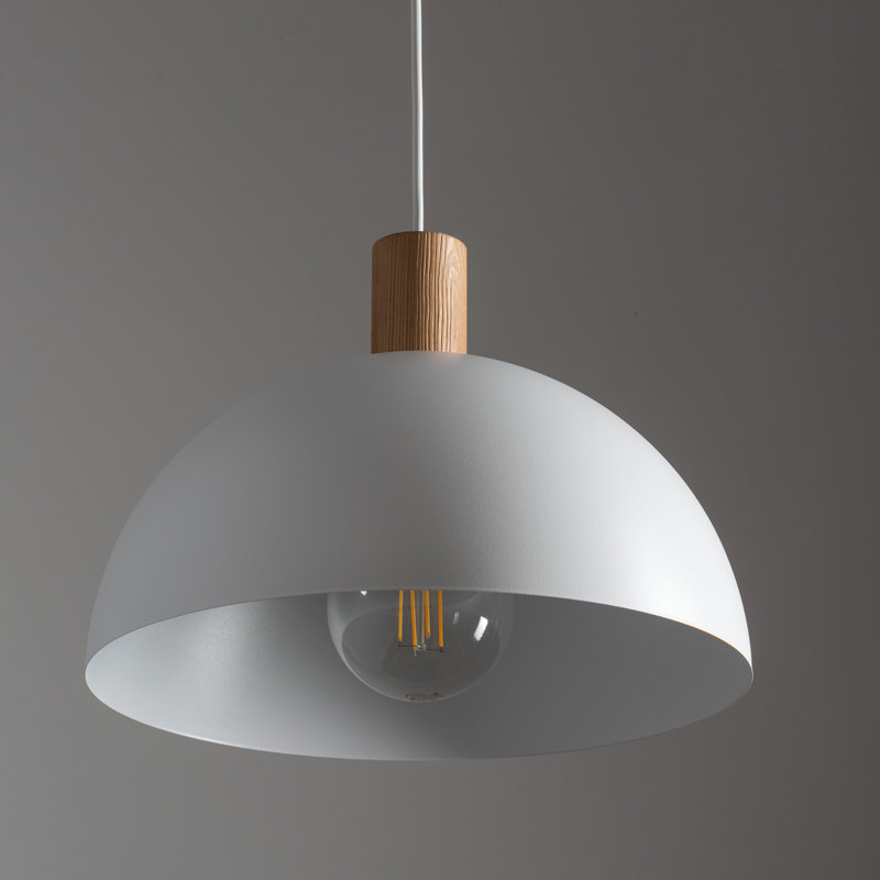 Matthei 1 - Light Stainless Steel Dome Pendant, White