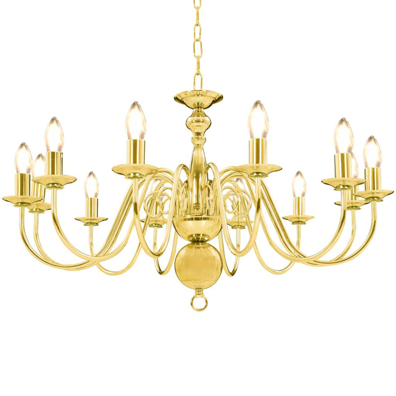 Cheeks 12 - Light Candle Style Chandelier, Golden
