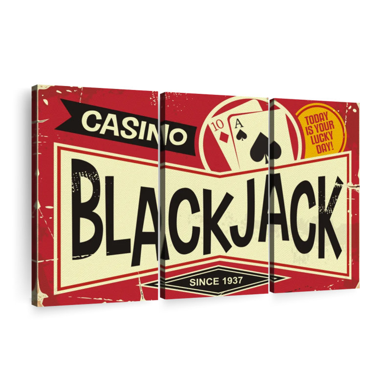 «Retro Blackjack Sign» sur toile, H 42 po x l 65 po x P 1,25 po