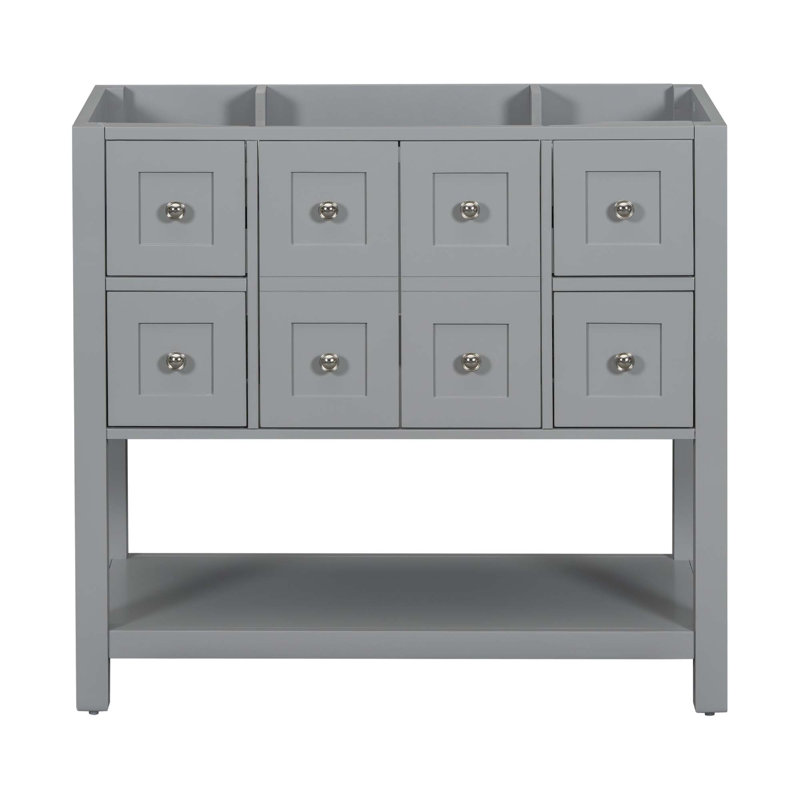 Meuble-lavabo de 36 po sans lavabo, ensemble de meuble-lavabo autoportant avec 4 tiroirs et portes à fermeture douce, armoire de rangement pour cadre de salle de bain en bois massif seulement