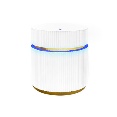 19.5" White Side Table With Glass Top And Led, 4 Colour Settings, Base, , Modern Balcony Decor Led Top, Round, Selections, White, Hunting Gear Room