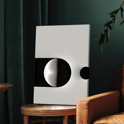1 pièce, art mural encadré, toile abstraite moderne, art en cercle géométrique noir et blanc, décor minimaliste pour salon, chambre à coucher, bureau, œuvre d'art contemporaine prête à être accrochée