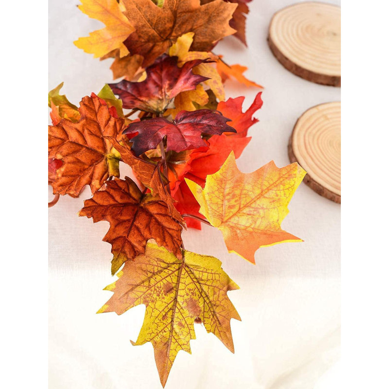 4-Pack Artificial Fall Maple Leaf Garland for Autumn Decor