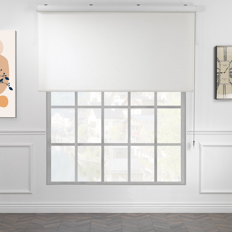 Store semi-transparent texturé en faux lin, Blanc cassé, L 26 po x L 72 po