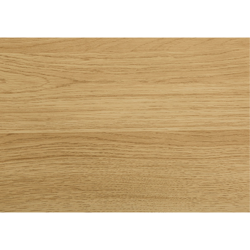 Table contemporaine avec surface en stratifié naturel et support en métal moderne pour la console du salon, cadre noir audacieux