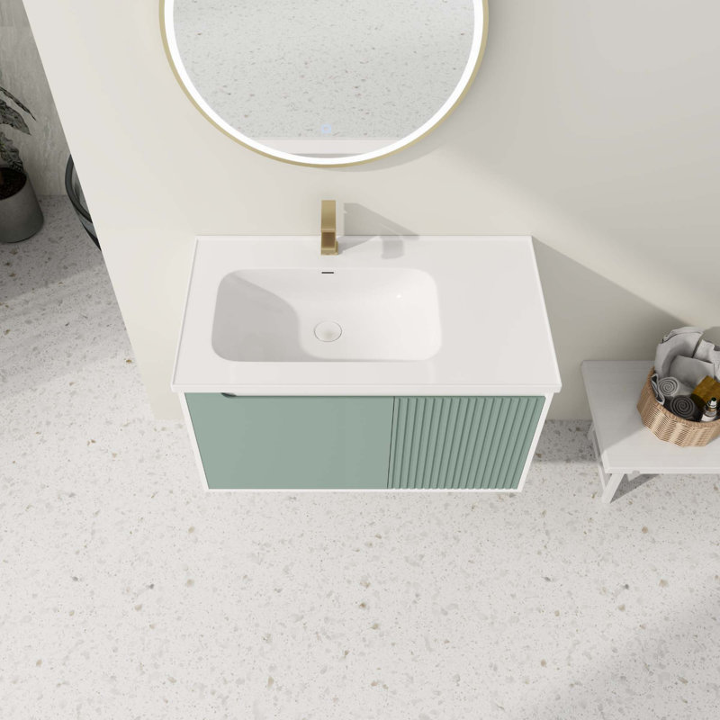 Wall-Mounted Bathroom Vanity With Ceramic Sink