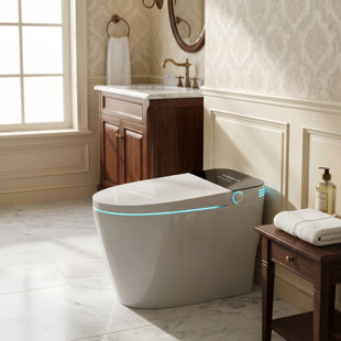 Auto-Opening Tankless Smart Toilet with Bidet, Black LED Screen and Auto Flush