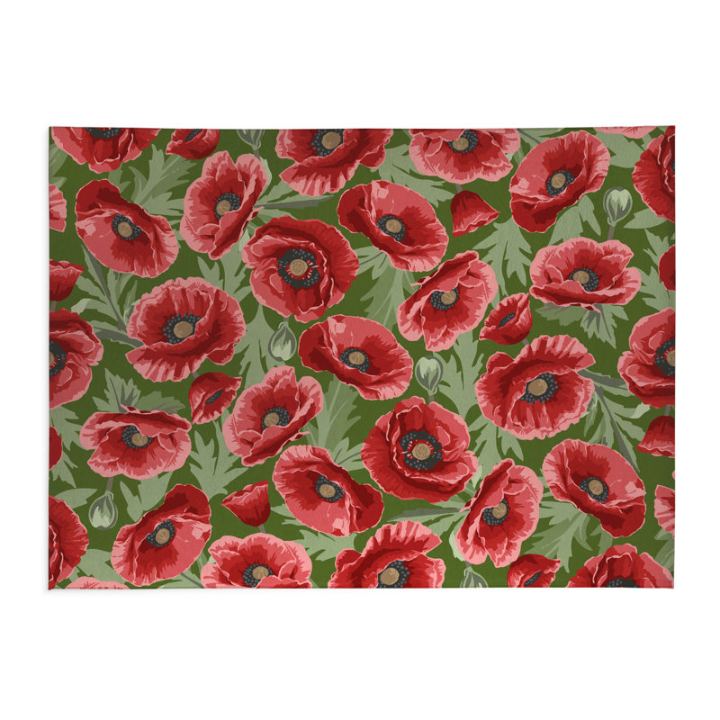 Poppie Soft Step Outdoor Area Rug, Evergreen, Rectangle 7' x 5'