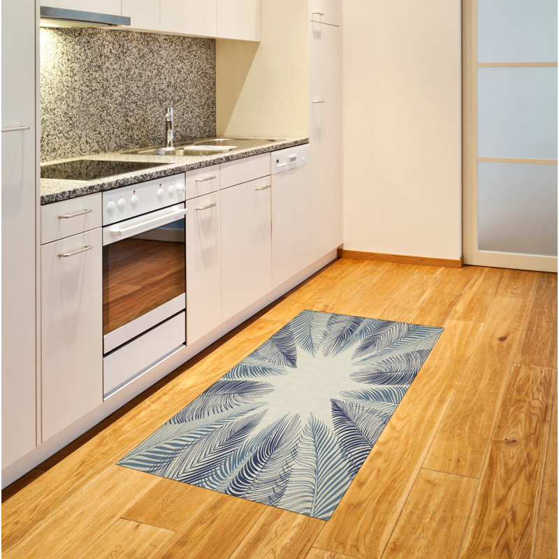 Tapis décoratif à haute densité en fibres de polyester Palm Leaf, Rectangle— 4 pi x 5 pi 8 po