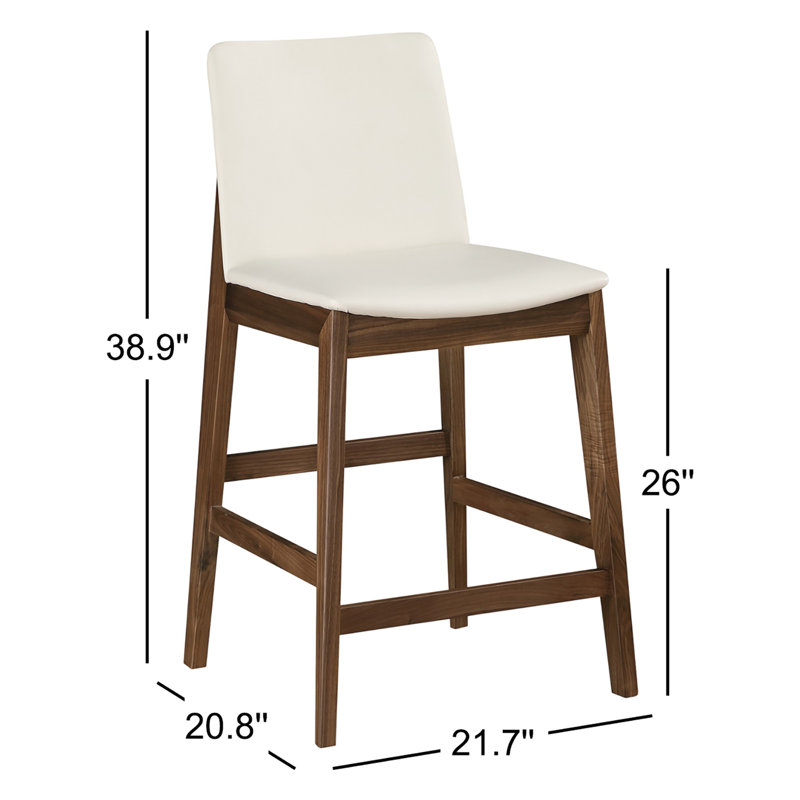 Deco Counter Stool White PVC, Walnut, Counter Stool (26” Seat Height)