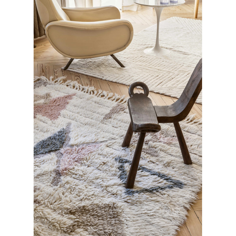 Fields Hand Tufted Wool Geometric Area Rug in Natural/Linen