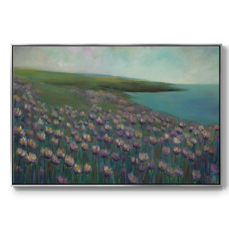 Seaside Sanctuary " Seaside Sanctuary ", 17" H x 25" W x 2" D, Silver Floater Framed Canvas