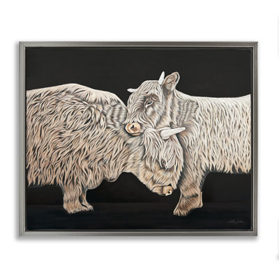 Hugging Cattle Framed Floater Canvas Wall Art by Ashley Justice