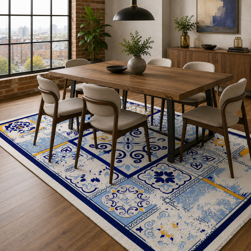 Trellis Cotton and Chenille Flatweave Area Rug, 200 cm round