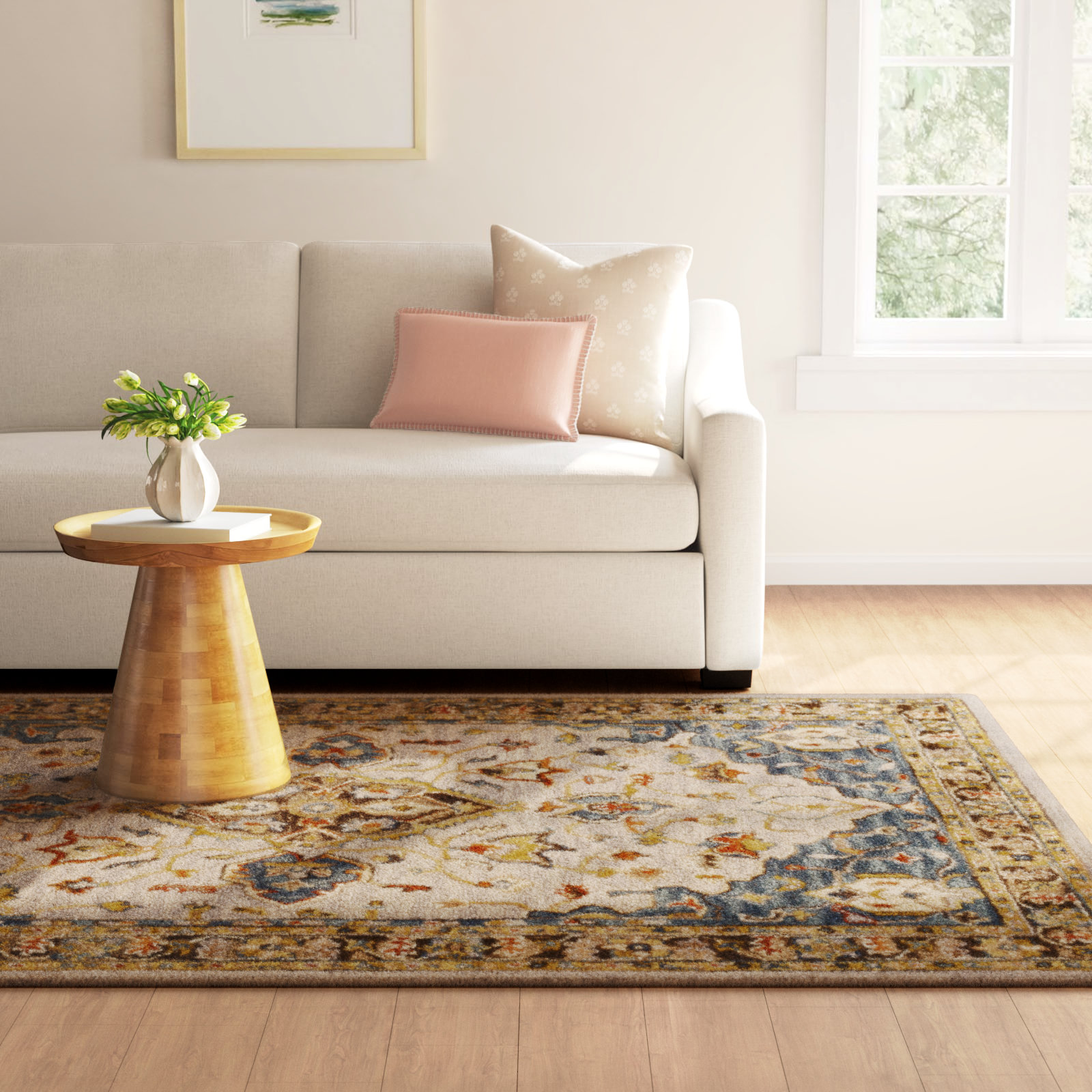 Alford Taupe Hand-Tufted Oriental Wool Rug, Rectangle 9' x 13'