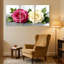 Rose, rose, rose, blanc, rose, feuilles vertes, réflexion, ensemble de 3 impressions sur toile-310622179