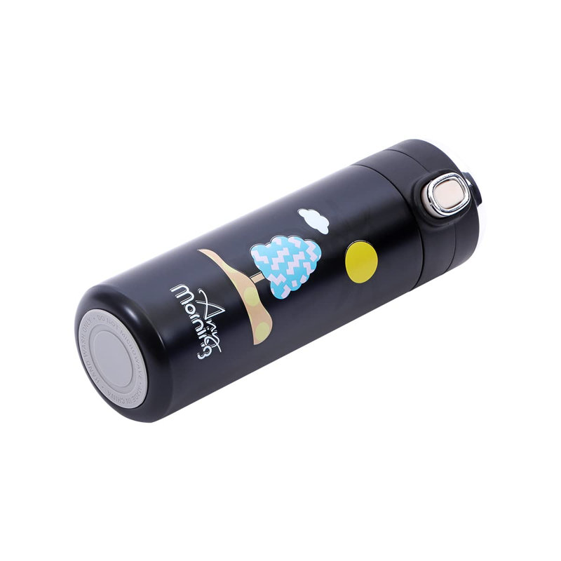Thermos isolé sous vide en acier inoxydable 420 ml avec affichage de la température à DEL, double paroi, couvercle à vis étanche, noir 14 oz