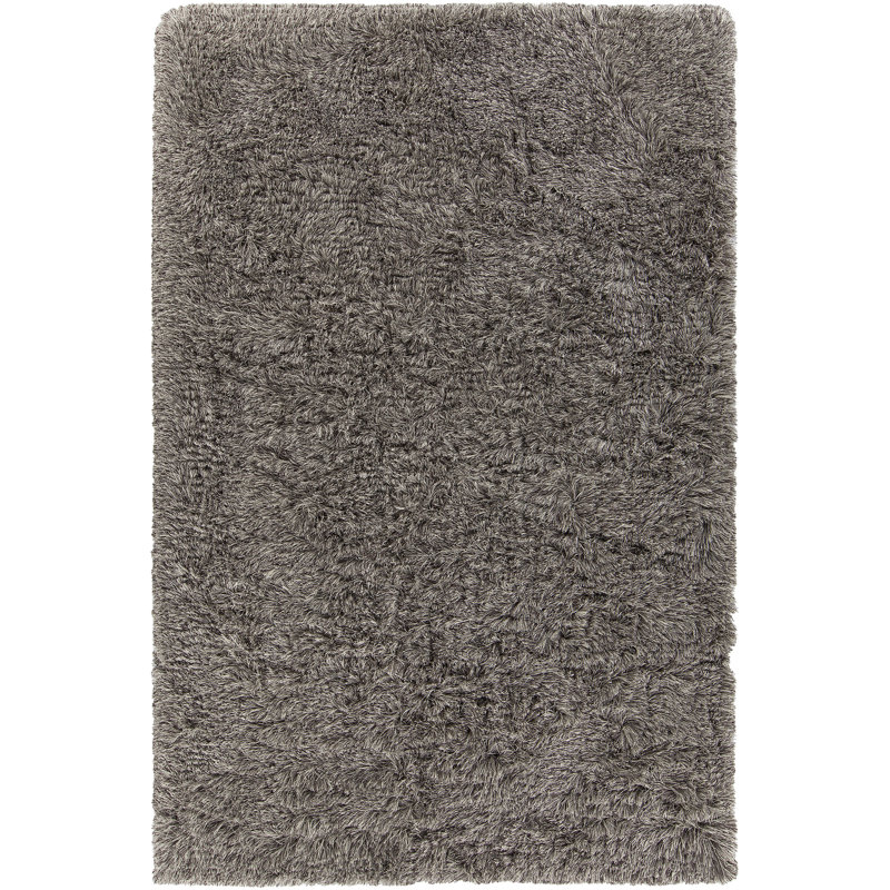 Elisha Hand-Woven Gray/Black Area Rug, Rectangle 5' x 7'6", Brown/Beige