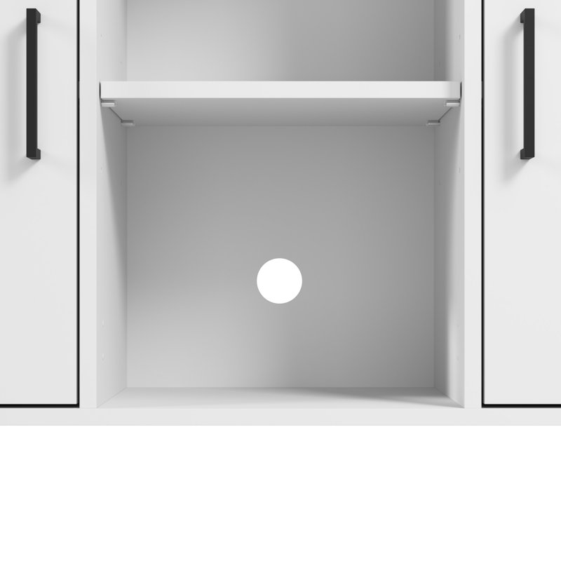 Armoire d'appoint avec portes Caleshia, Blanc / noir mat