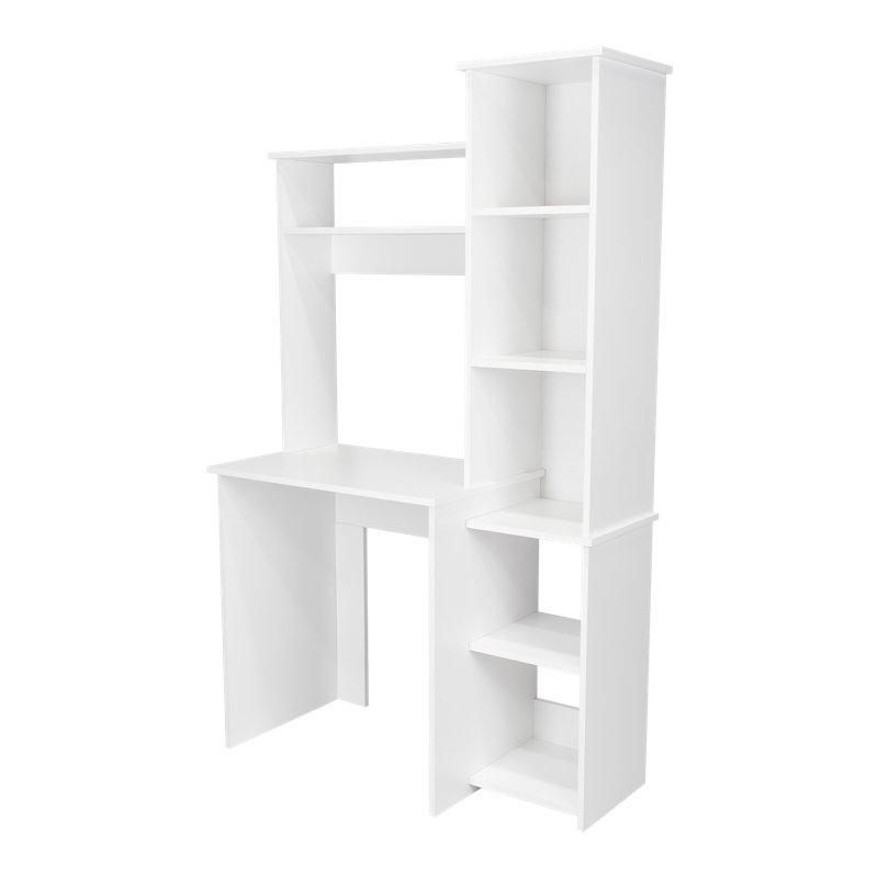 Versalles Writing Desk, Modern Studio or Office Desk, Two Superior Shelves, And Five Side Open Shleves For Books Organization