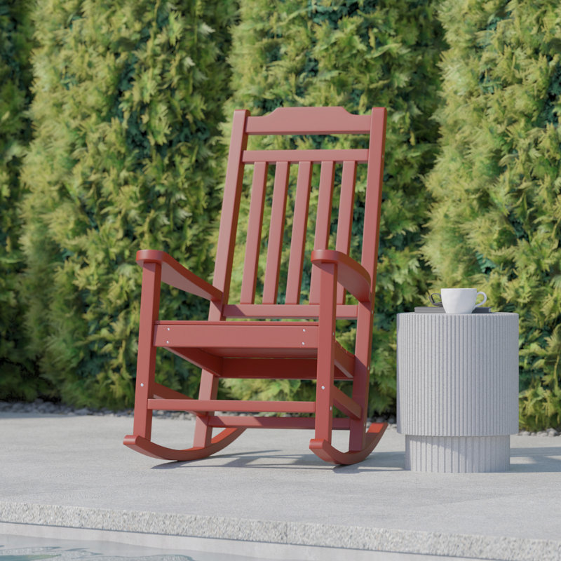 Chaise berçante pour l'extérieur en polyester et résine toutes saisons Neufmann, Rouge