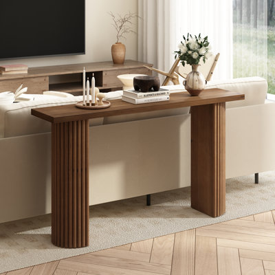 Gennari 55'' Fluted Wood Console Table with Semicircular Legs