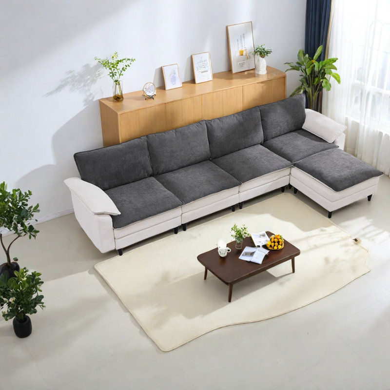 Canapé de salon modulaire spacieux en chenille de 129,92 pouces