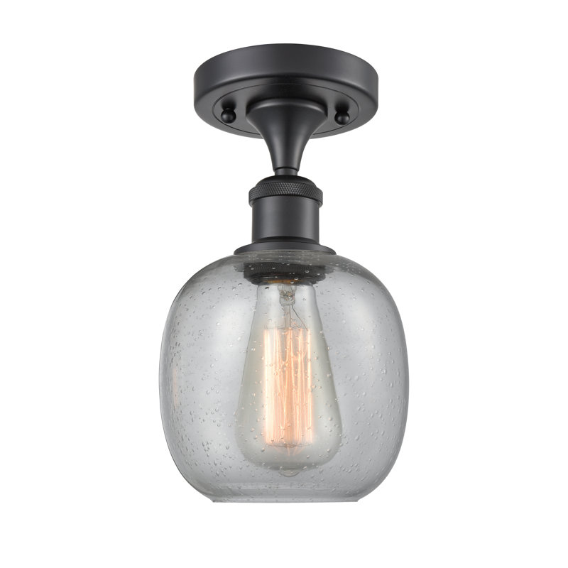 Carlucci Semi Flush Mount, Matte Black, Seedy, 6 Watt Vinage LED Bulb