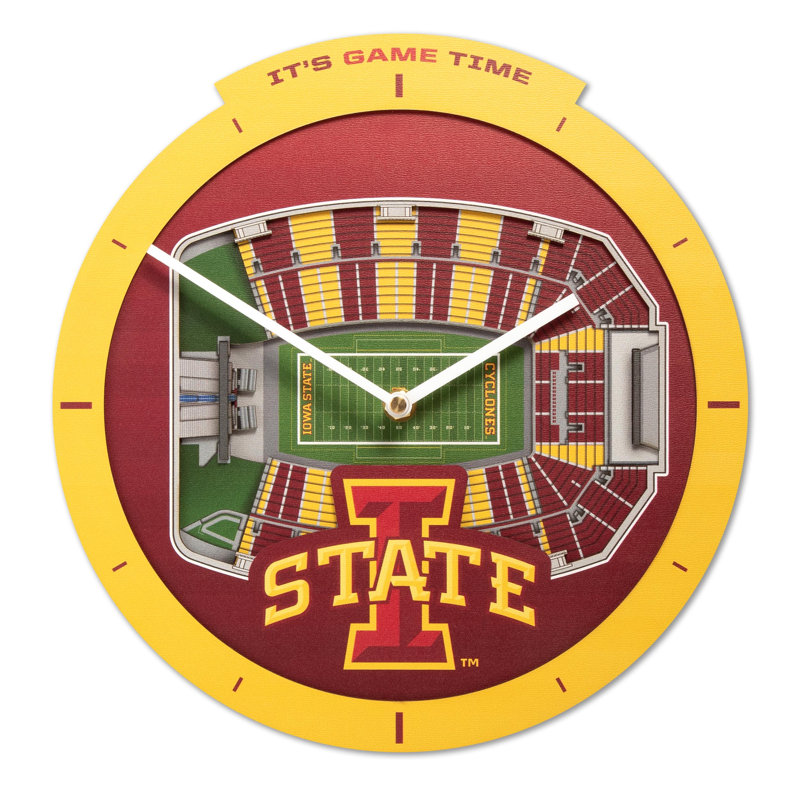  NCAA Iowa State Cyclones Stadiumview 3D horloge murale, Horloge murale Iowa State Cyclones Stadiumview 3D