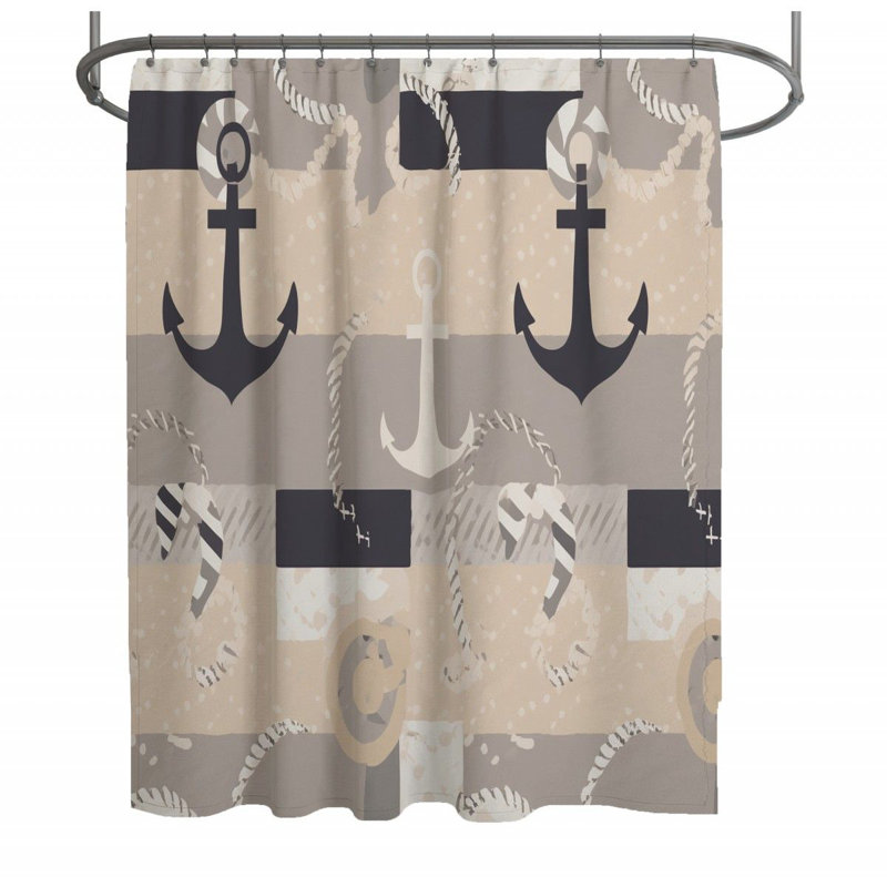 Rideau de douche nautique - décor de salle de bain bord de mer, H 93 po x l 70 po