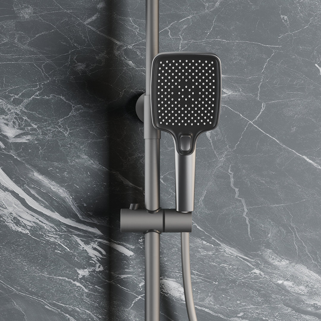Three-outlet thermostatic shower, gray