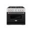 ZLINE 36" Classic DuraSnow Gas Range w/ 6 Burners & Convection Oven w/ Black Door-1005150277