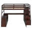 Lit mezzanine double avec 7 tiroirs, 2 tablettes et bureau - Espresso