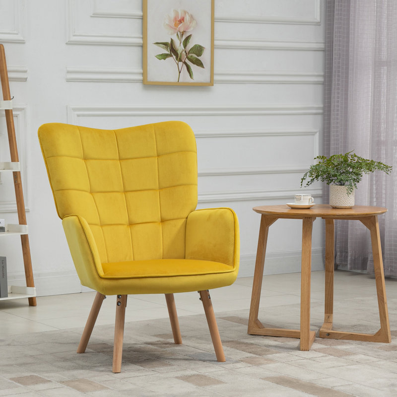 Upholstered Side Chair, Yellow Velvet