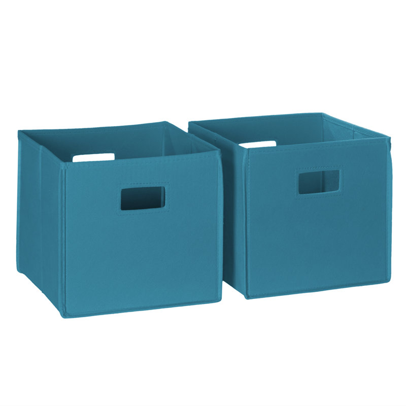 RiverRidge Kids 2pc Fabric Collapsible Storage Cube Organizers with Handles for Playroom Organization - Turquoise, Turquoise